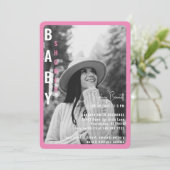 Moderne rosa Rounded B/W Foto Babydusche Einladung (Stehend Vorderseite)