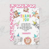 Moderne rosa Safari Party zum Geburtstag rufen Dankeskarte (Vorne/Hinten)