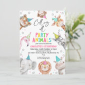 Moderne rosa Safari Party zum Geburtstag rufen Einladung (Stehend Vorderseite)
