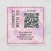 Moderne rosa scannbare QR-Code-Digital-Social-Medi Quadratische Visitenkarte (Rückseite)