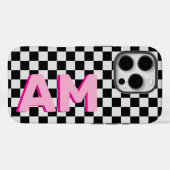 Moderne rosa Schatten-Monogramm-Karo-Anfangsbuchst Case-Mate iPhone Hülle (Rückseite (Horizontal))