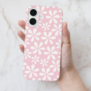 Moderne rosa schicke Mädchen Blumenmuster iPhone 16 Hülle