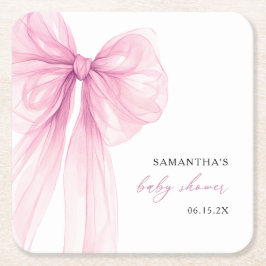 Moderne rosa Schleife Baby Shower Rechteckiger Pappuntersetzer