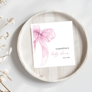 Moderne rosa Schleife Baby Shower Serviette