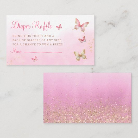 Moderne rosa Schmetterlinge Babydusche Windelwinde Begleitkarte (Vorne/Hinten)