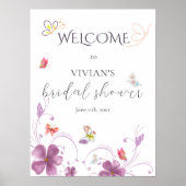 Moderne rosa Schmetterlinge Brautparty Begrüßungsz Poster (Vorne)