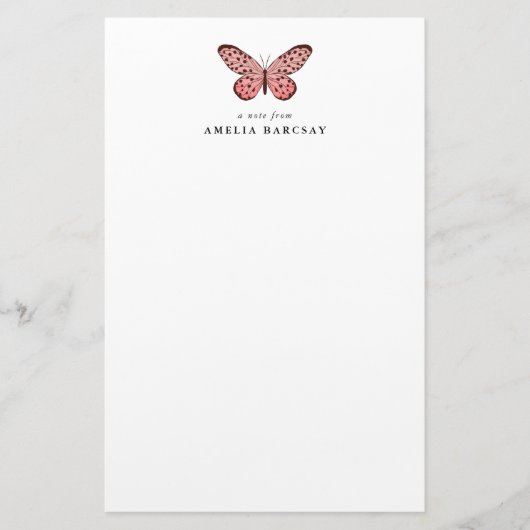 Moderne rosa Schmetterlingsbeständigkeit Briefpapier (Vorderseite)