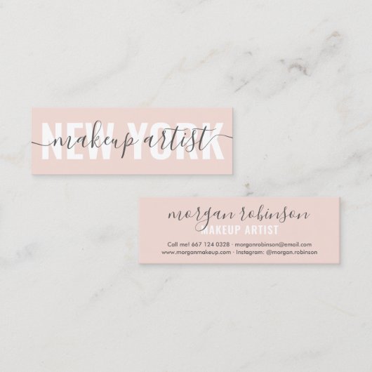 Moderne, rosa Schminkschrift Mini Visitenkarte (Vorne/Hinten)