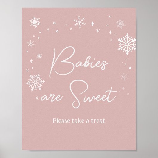 Moderne rosa Schneeflocken Babies sind süß Poster (Vorne)