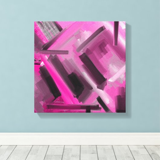 Moderne rosa Schwarz Grau Abstrakte Dekorationskun Leinwanddruck (Insitu (Holzboden))
