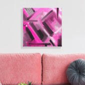 Moderne rosa Schwarz Grau Abstrakte Dekorationskun Leinwanddruck (Insitu (Wohnzimmer))