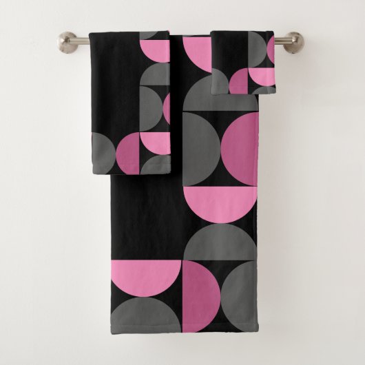 Moderne rosa, schwarz und grau badhandtuch set (Insitu)