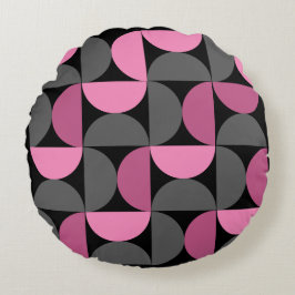 Moderne rosa, schwarz und grau rundes kissen