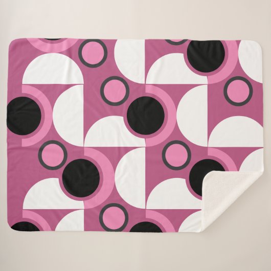 Moderne rosa, schwarz und grau sherpadecke (Vorderseite (Horizontal))