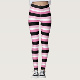 Moderne rosa, schwarz und weiß Streifen Leggings