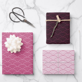 Moderne rosa Schwarz-weiß geometrische japanische  Geschenkpapier Set