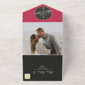 Moderne rosa Schwarz-weiße Hochzeit All In One Einladung (Außenbereich)