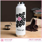 Moderne rosa schwarze Flora Trinkflasche
