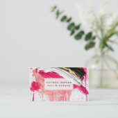 Moderne rosa schwarze Goldbrushstrokes-Spritzer Visitenkarte (Stehend Vorderseite)