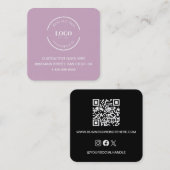 Moderne rosa Schwarze Logos Visitenkarte QR-Code (Vorne/Hinten)