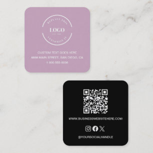 Moderne rosa Schwarze Logos Visitenkarte QR-Code