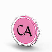 Moderne rosa Schwarze Monogramm-Initialen Personal Fotoblock (Rechts)