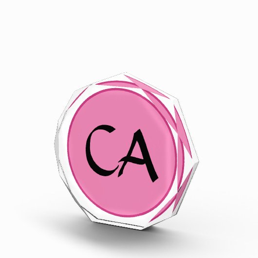 Moderne rosa Schwarze Monogramm-Initialen Personal Fotoblock (Rechts)