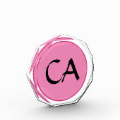 Moderne rosa Schwarze Monogramm-Initialen Personal Fotoblock (Links)