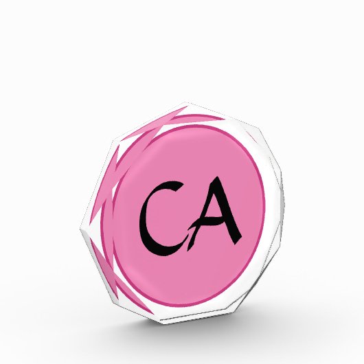 Moderne rosa Schwarze Monogramm-Initialen Personal Fotoblock (Links)