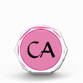 Moderne rosa Schwarze Monogramm-Initialen Personal Fotoblock (Vorderseite)