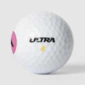 Moderne rosa Schwarze Monogramm-Initialen Personal Golfball (Logo)