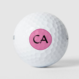 Moderne rosa Schwarze Monogramm-Initialen Personal Golfball