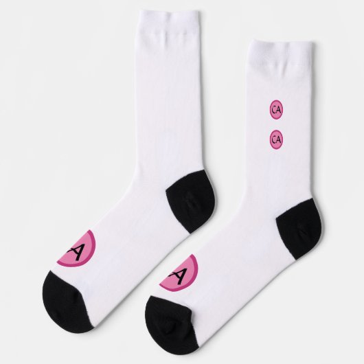 Moderne rosa Schwarze Monogramm-Initialen Personal Socken (Linkes Detail)