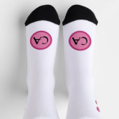 Moderne rosa Schwarze Monogramm-Initialen Personal Socken (Oben)
