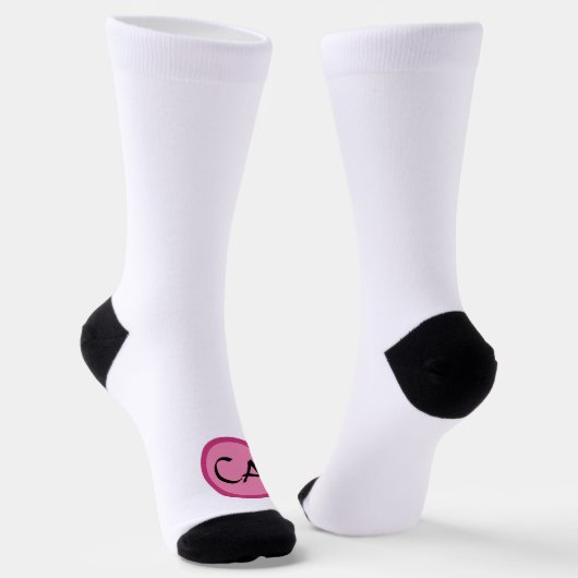Moderne rosa Schwarze Monogramm-Initialen Personal Socken (Gewinkelt)