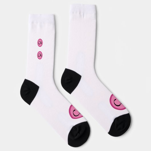 Moderne rosa Schwarze Monogramm-Initialen Personal Socken (Rechts)