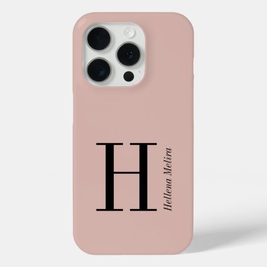 Moderne Rosa-Schwarze Monogramm-Name Case-Mate iPhone Hülle (Rückseite)
