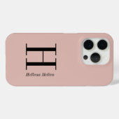 Moderne Rosa-Schwarze Monogramm-Name Case-Mate iPhone Hülle (Rückseite (Horizontal))