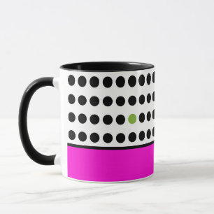 Moderne rosa schwarze Tupfen Farbblockierung Tasse