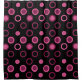 Moderne rosa, schwarze und graue Punkte im Mittela Duschvorhang (Vorderseite)