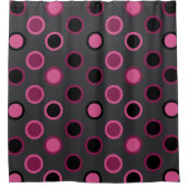 Moderne rosa, schwarze und graue Punkte im Mittela Duschvorhang (Vorderseite)