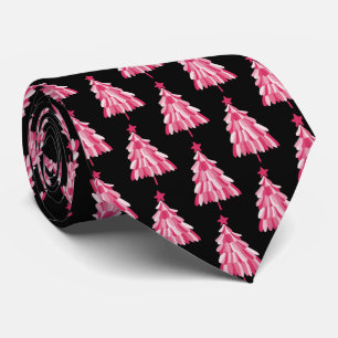 Moderne rosa-schwarze Weihnachtsbaum-Muster Krawatte