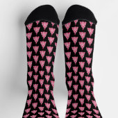 Moderne rosa-schwarze Weihnachtsbaum-Muster Socken (Oben)