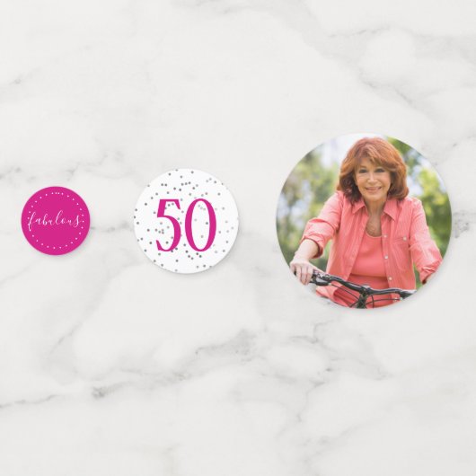 Moderne rosa Silber und Weiß 50 und fabelhaft Konfetti (Rückseiten)