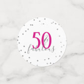 Moderne rosa Silber und Weiß 50 und fabelhaft Konfetti (Klein Vorderseite)