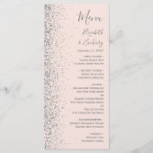 Moderne, rosa, silberfarbene Glitzer Edge Wedding Menükarte (Vorderseite)