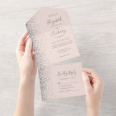 Moderne Rosa-Silberhochzeit für den Glitzer All In One Einladung (Abreißen)