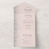 Moderne Rosa-Silberhochzeit für den Glitzer All In One Einladung (Innen Boden)