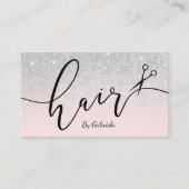 Moderne Rosa Silberschere Glitzer Haarstylist Visitenkarte (Vorderseite)