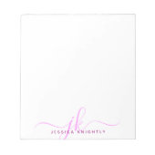 Moderne rosa Skriptmonogramm-Initialen Notizblock (Vorderseite)